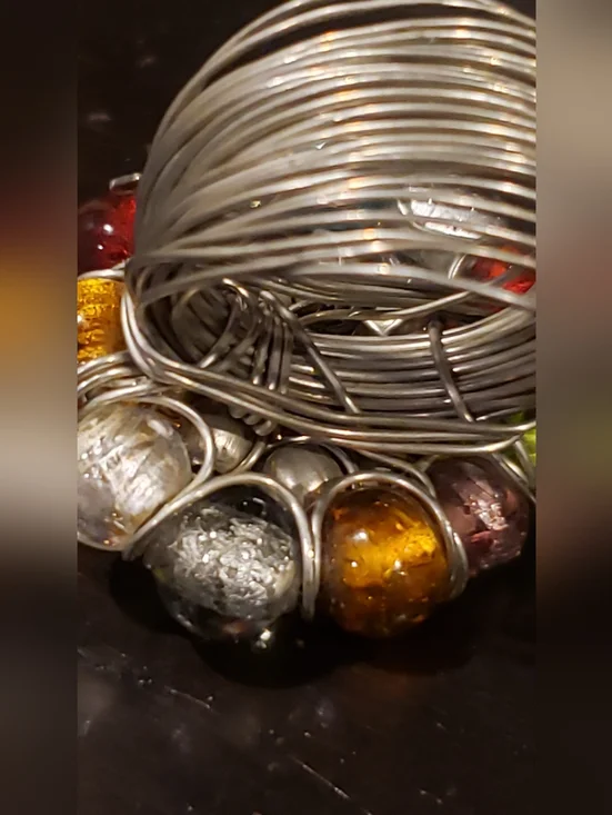 Multicolor Glass Cluster Statement Ring - Picture 5 of 7